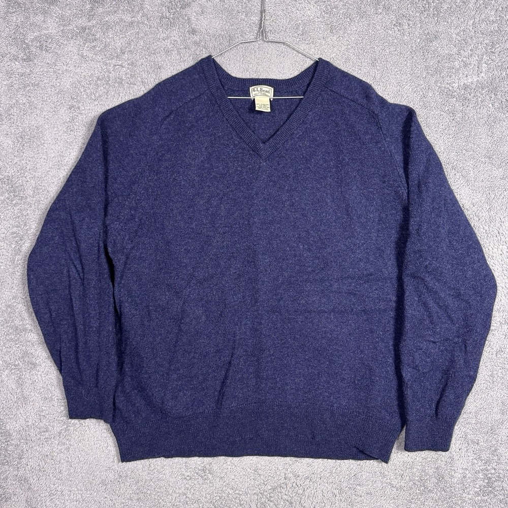 LL Bean Sweater Mens XXL 2XL 100% Lambs Wool Knit V-Neck Pullover Jumper